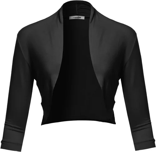 Vista 2 de SSOULM Cárdigan Bolero de manga 34 para mujer, con frente abierto, talla grande