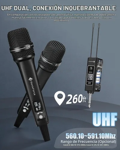 Vista 5 de Micrófono inalámbrico para cantar, micrófono vocal profesional