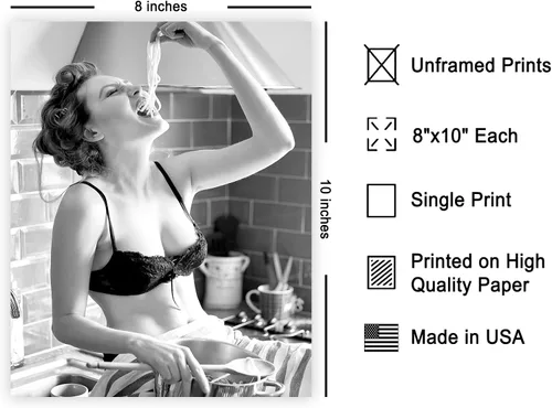 Vista 2 de Poster Master Póster con estampado de chica espagueti, cómete la pasta, arte de fotografía de moda, regalo para hombres y mujeres, decoración