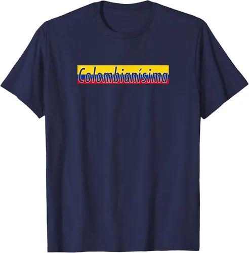Vista 64 de Camisas Colombianisima Colombia para mujer Bandera de Colombia, Negro, S