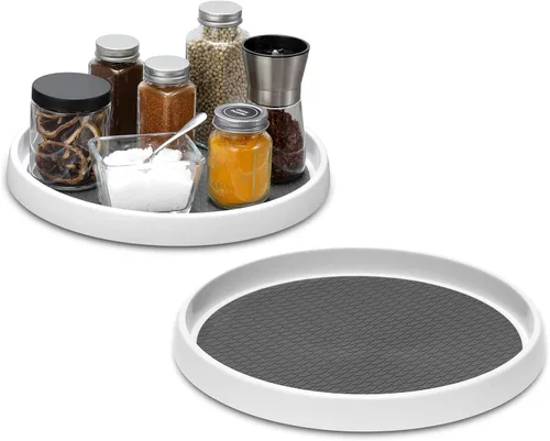 Vista 9 de Paquete de 2 organizadores antideslizantes Lazy Susan de 12 pulgadas, estante giratorio para organización y almacenamiento de despensa, cocina