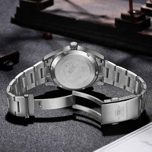 Vista 5 de ADDIESDIVE Relojes automáticos para hombre, acero inoxidable, NH35A, movimiento buceador, 200 M, esfera luminiscente, reloj de vestir analógico