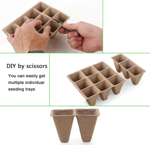 Vista 8 de Paquete de 10 bandejas de iniciación de semillas, 120 celdas de germinación orgánica, bandejas de semillas de germinación orgánica, kit de cultivo