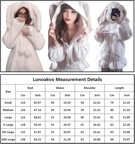 Vista 5 de Sudadera con capucha para mujer, con orejas de conejo, de manga larga, mullida, mullida, con capucha, abrigos