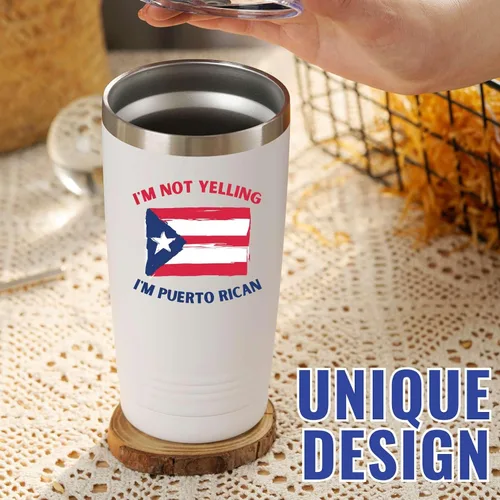 Vista 6 de Onebttl Divertidos regalos y recuerdos de la bandera de Puerto Rico, taza de viaje aislada de acero inoxidable de 20 onzas, perfecta para hombres