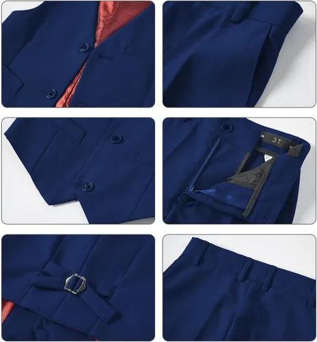Vista 6 de Conjunto de chaleco para niños, trajes formales, trajes de boda, ropa de vestir