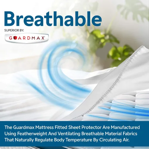 Vista 15 de Guardmax Jersey Knitted Cot Size Mattress Protector - Waterproof & Dust Mite Proof Mattress Cover with Stretchable Pockets - Soft, Comfortable, &