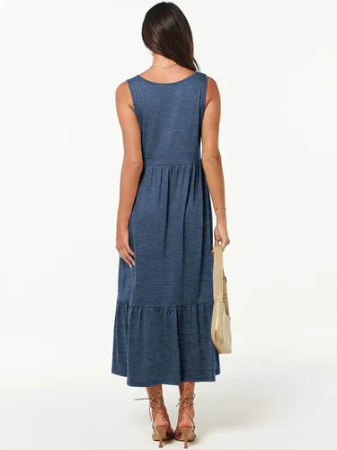 Vista 6 de ANRABESS Vestido de verano casual sin mangas con cuello en V para mujer, vestido de playa con bolsillos