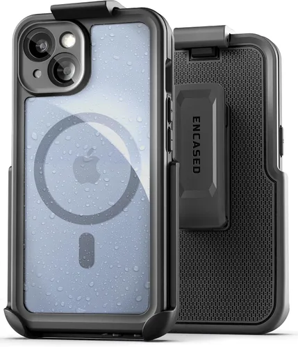 Vista 9 de Encased Titan - Funda impermeable para iPhone 15 con clip para cinturón (compatible con MagSafe), funda protectora de cuerpo completo con funda