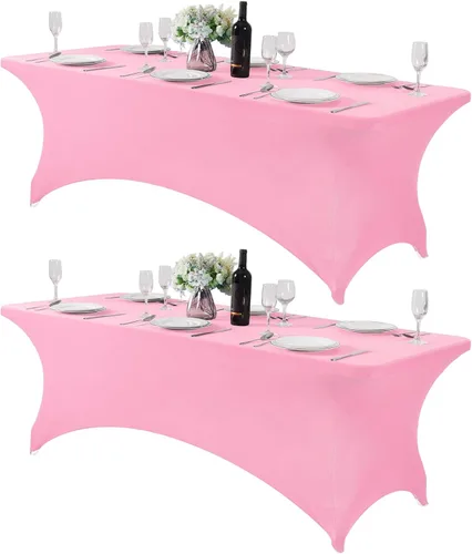 Vista 149 de Mantel de elastano para mesa de 6, 4 o 8 pies, universal, ajustable, para fiestas, banquetes, bodas y eventos, color verde manzana