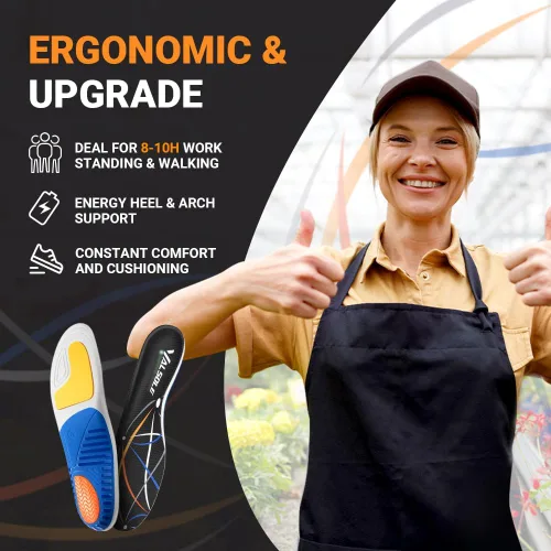 Vista 5 de VALSOLE Plantillas para fascitis plantar con soporte de arco alto, plantillas ortopédicas para pies planos, mujeres y hombres, plantillas de botas