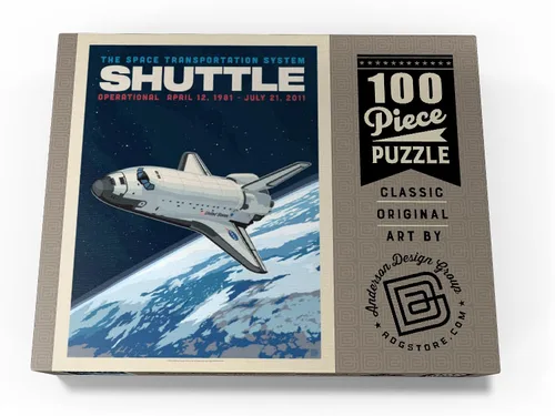 Vista 4 de MyPuzzle NASA 1981: Space Shuttle, póster vintage, rompecabezas prémium de 100 piezas para adultos