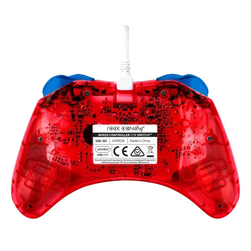 Vista 4 de Rock Candy Wired Gaming Switch Pro Controller - Mario - Red - Official License Nintendo - OLED Lite Compatible, Compact, Durable Travel Controller