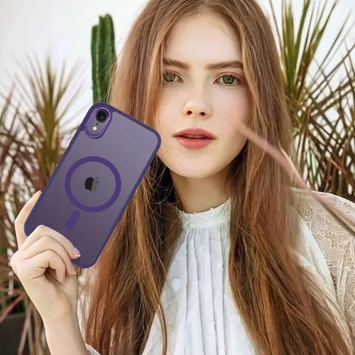 Vista 35 de Anuck - Funda magnética para iPhone 11 compatible con MagSafe, carcasa trasera mate translúcida dura, borde de TPU, delgada, resistente a impactos