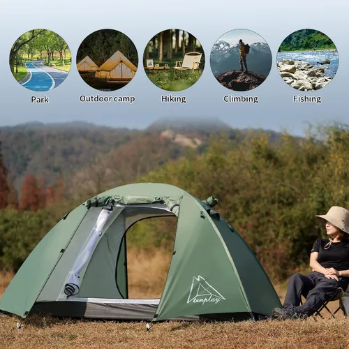 Vista 5 de Camping Tent, Easy Setup, 1-2-8-10 Person Waterproof and Portable Tent for Camping Hiking Outdoor