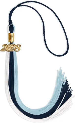Vista 25 de Endea - Borla de graduación de triple color con gota de fecha dorada (negro/dorado/granate, 2020)
