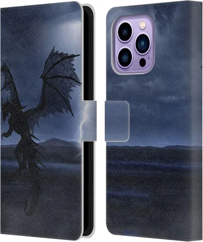 Vista 13 de Head Case Designs Officially Licensed Simone Gatterwe Alien Dungeon Dragons and Dungeons Leather Wallet Case Compatible with Apple iPhone 14 Pro Max