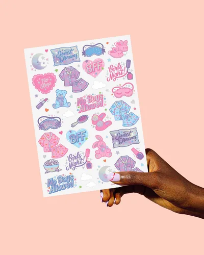 Vista 5 de xo, Fetti Tatuajes temporales de fiesta rosa para niñas – 52 estilos Suministros de fiesta de cumpleaños rosa, recuerdos de bolsa de regalos