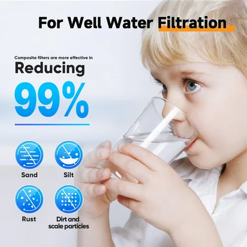 Vista 4 de PUREPLUS Filtro de agua para toda la casa de 1 etapa, con filtro de agua reductor de hierro y manganeso, carcasa universal de cartucho de 10" x