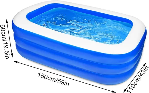 Vista 4 de Piscina, 59 x 43 x 19.5 pulgadas, piscina inflable familiar rectangular para niños pequeños que juegan, piscina de pelotas, fácil de instalar sobre