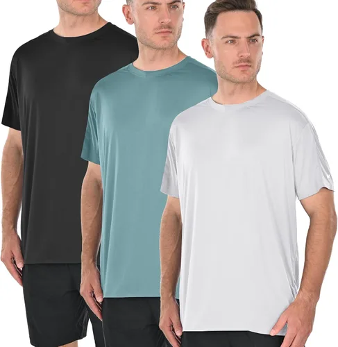 Vista 2 de Nayta muotia Paquete de 3 camisetas de entrenamiento para hombre, manga corta, de compresión, para deportes, gimnasio, atletismo