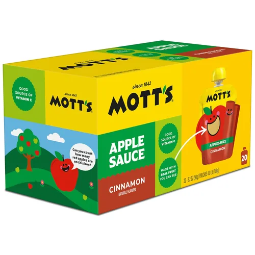 Vista 11 de Mott's Puré de manzana y canela, bolsas transparentes de 3.2 onzas, paquete de 20