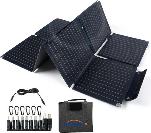 Vista 16 de Kit de panel solar portátil de 100 W, 25% de alta eficiencia tipo N paneles solares plegables con panel de vidrio templado, con controlador de carga