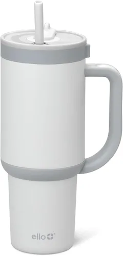 Vista 12 de Ello Oasis Vaso de 24 oz con asa y popote retráctil Taza reutilizable de acero inoxidable aislada 100% a prueba de fugas, regalos