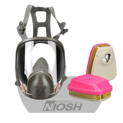 Vista 2 de 3M - Respirador reutilizable de cara completa 6800, NIOSH, protección ocular de alto impacto ANSI, M + cartucho respirador 3M P100/filtro 60926