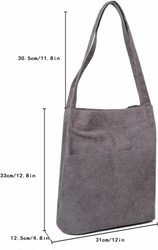 Vista 5 de SHENHE Bolsos de lona grandes de pana con doble asa para mujer, con bolsillos