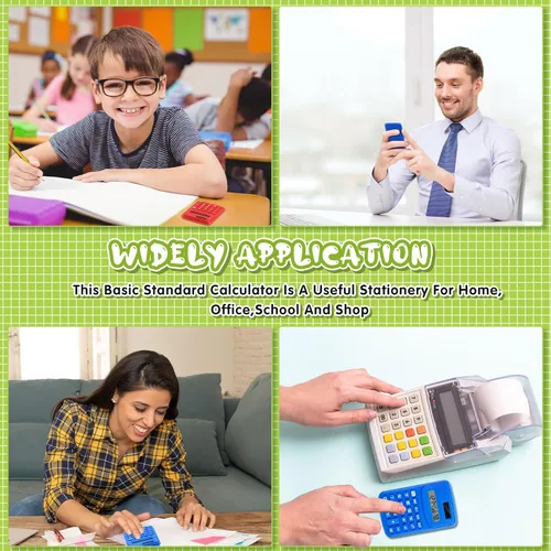 Vista 4 de LEIFIDE Paquete de 12 calculadoras de bolsillo, calculadora básica de 4 funciones, pantalla de 8 dígitos, funciona con pilas, para escritorio
