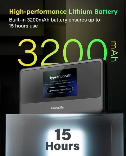 Vista 6 de GlocalMe MeowGo G40Pro 4G Hotspot WiFi portátil para viajes en más de 200 países, dispositivo de punto de acceso móvil 4G+ mejorado con IA