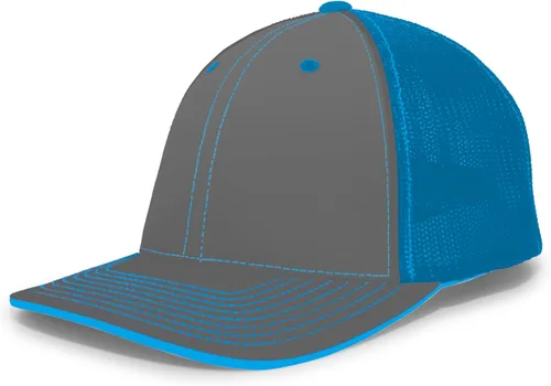 Vista 70 de Pacific Headwear Gorra unisex Pacific Headwear Trucker Flexfit® para adultos Grafito/Negro/Negro