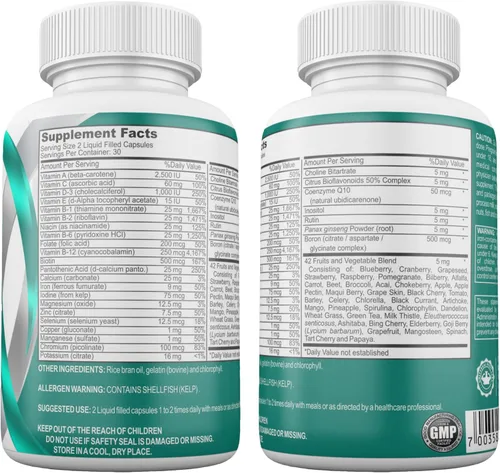 Vista 2 de Multivitamínico post bariátrico con cápsulas blandas líquidas de hierro, 60