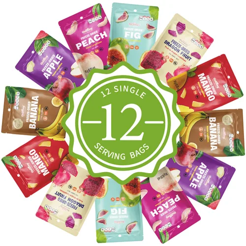 Vista 7 de ONETANG Fruta mixta liofilizada, paquete de 12 unidades, sin OMG, Kosher, sin azúcar añadida, sin gluten, vegano, regalos de vacaciones, aperitivo
