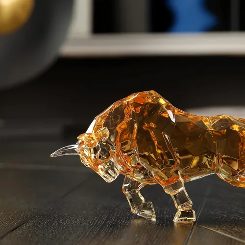 Vista 2 de FengShui Wall Street - Estatua de toro de acrílico para pared, escultura de toro en casa, oficina, escritorio, adorno decorativo de 8.7 pulgadas