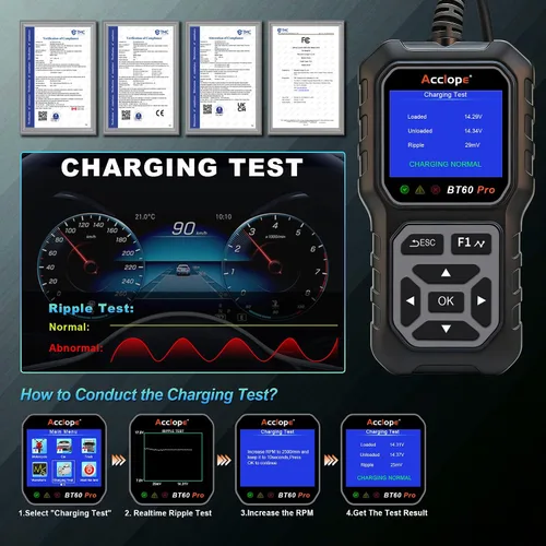 Vista 13 de BT60 Pro Probador de Batería de Coche, Analizador Digital con Impresión en la Nube, Verificador de Batería de 6V/12V/24V para AGM, Litio