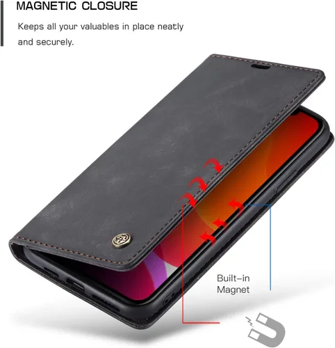 Vista 6 de SINIANL - Funda de piel con tapa a prueba de golpes para iPhone 11, color negro Funda plegable con tapa para Apple iPhone 11 2019 6.1 pulgadas