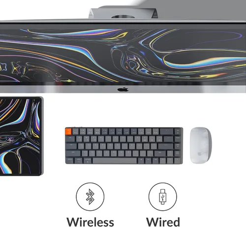 Vista 5 de Keychron K7 65% Layout Teclado mecánico USB inalámbrico ultradelgado intercambiable en calienteBluetooth con cable USB con interruptor óptico rojo