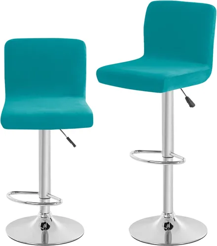 Vista 24 de Fundas para asiento de bar de terciopelo, fundas cuadradas para taburete de bar, fundas para silla de altura de mostrador (2, burdeos)