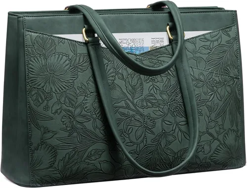 Vista 24 de LOVEVOOK Bolsa para Laptop para Mujeres, Bolsa de Mano para Laptop de 15.6 Pulgadas para Mujeres, Bolsas de Mano de Trabajo de Cuero Vintage