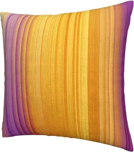 Vista 8 de Pack of 2 Short Plush Throw Pillow Covers 16 X 16 Inch, Retro Yellow Purple Stripes Couch Throw Pillow Covers Cozy Pillowcases, Couch Pillow Covers