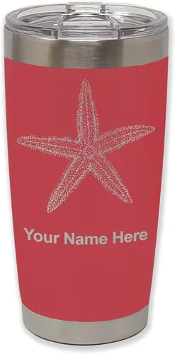 Vista 26 de LaserGram 20oz Vacuum Insulated Tumbler Mug, Starfish, Personalized Engraving Included (Black)