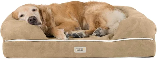 Vista 20 de Friends Forever - Cama ortopédica para perros medianos, cama de espuma viscoelástica impermeable para perros M con funda extraíble y lavable, gris