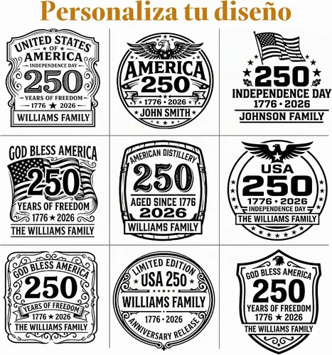 Vista 2 de Juego de decantador de whisky personalizado para el 250 aniversario Rocks, regalo de independencia de Estados Unidos 250 para hombres, nombre