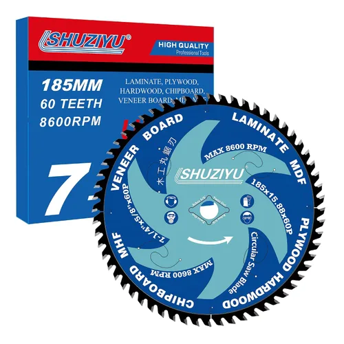 Vista 16 de 3-3/8" (85mm)-24T, hoja de sierra circular de trabajo de madera, eje 0.591 in con 3/8"(10mm) Wahser, para laminado, tablero de chapa, madera
