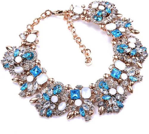Vista 4 de Collar llamativo de cristal colorido para mujer, gargantilla, accesorios de moda