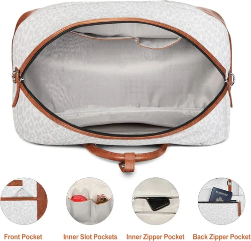 Vista 131 de IBFUN Bolsas de fin de semana para mujer, bolsa grande de lona para viaje, bolsa de viaje con compartimento para zapatos, 21 pulgadas, juego de 3