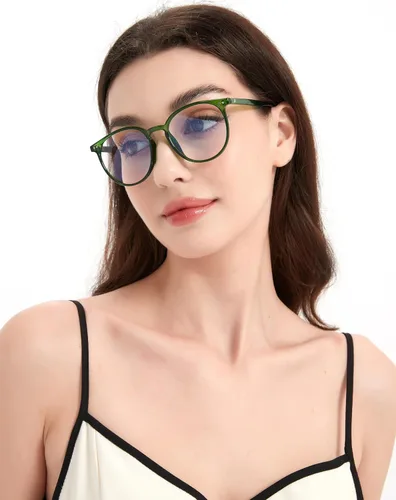 Vista 2 de Gafas redondas con bloqueo de luz azul para computadora para mujeres y hombres