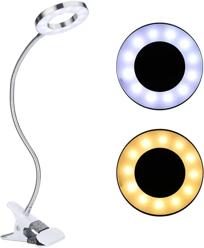 Vista 4 de LAVEN - Lámpara de escritorio, 7 W LED con clip para libros, cuidado ocular USB, brillo de 2 niveles, 2 modos